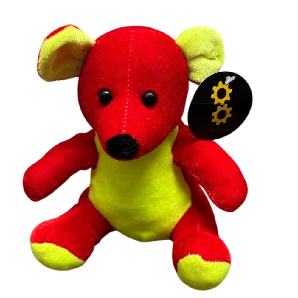 Toy Factory Toy Works Mouse Bright Red Yellow Plush Stuffed Animal 7" NWT